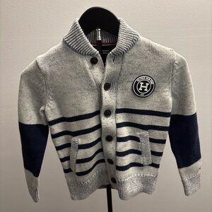 Tommy Hilfiger Kids Navy and Gray Button-Up Sweater
